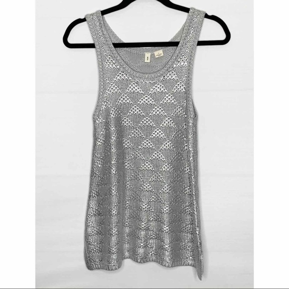 Anthropologie Moth Sana Foiled Tank Metallic Small - Picture 2 of 12